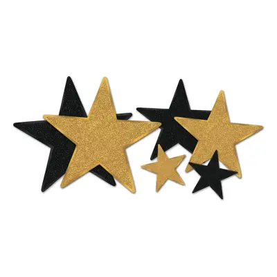 Pappersdekorationer Stjärnor Svart/Guld Glittriga