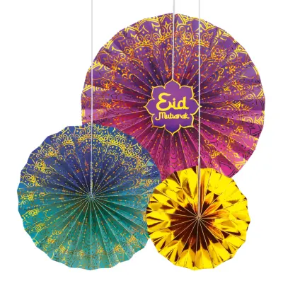 Pappersfjädrar Eid Mubarak - 3-pack