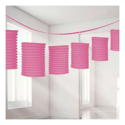 Papperslyktor Girlang Rosa