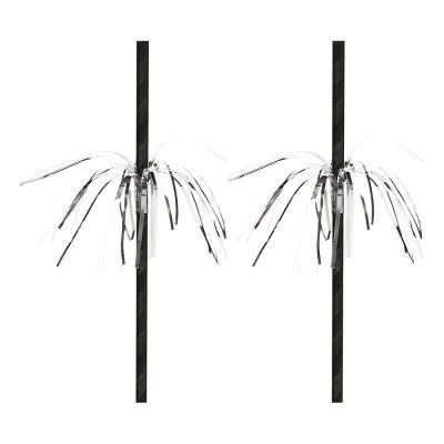 Papperssugrör Fireworks Svart/Silver - 10-pack
