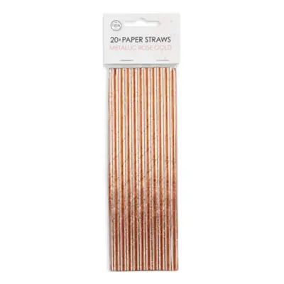 Papperssugrör Roséguld Metallic - 20-pack