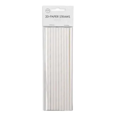 Papperssugrör Vita - 20-pack