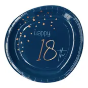 Papperstallrikar Happy 18th True Blue - 8-pack