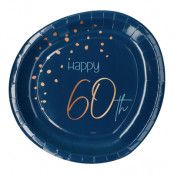 Papperstallrikar Happy 60th True Blue - 8-pack