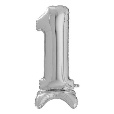 Sifferballong med Ställning Silver - Siffra 1
