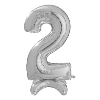 Sifferballong med Ställning Silver - Siffra 2