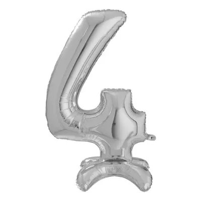 Sifferballong med Ställning Silver - Siffra 4