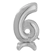 Sifferballong med Ställning Silver - Siffra 6