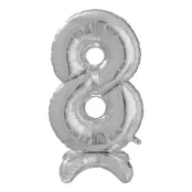 Sifferballong med Ställning Silver - Siffra 8