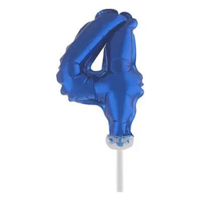 Sifferballong Tårtdekoration Blå - Siffra 4