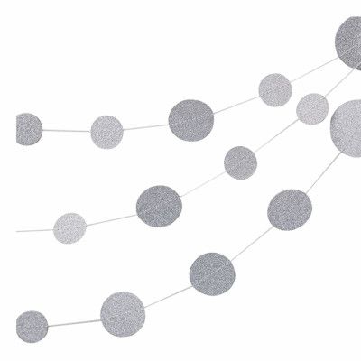 Silver Girlang Cirklar Glitter Metallic