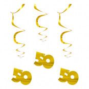 Swirls 50 Guld Hängande Dekoration - 3-pack