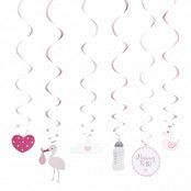 Swirls Baby Shower Rosa - 6-pack