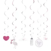 Swirls Baby Shower Rosa - 6-pack