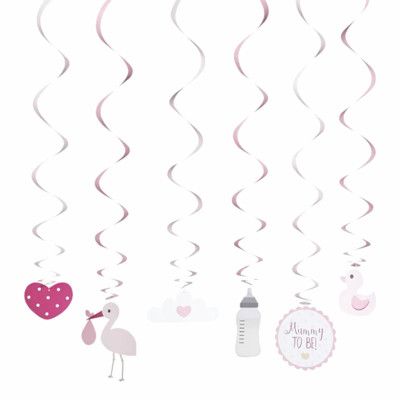 Swirls Baby Shower Rosa - 6-pack