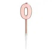 Tårtljus Roséguld Metallic - Siffra 0