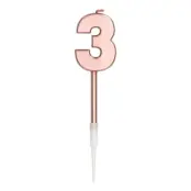 Tårtljus Roséguld Metallic - Siffra 3