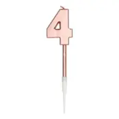 Tårtljus Roséguld Metallic - Siffra 4