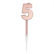 Tårtljus Roséguld Metallic - Siffra 5