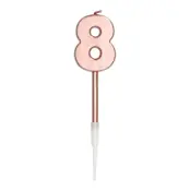 Tårtljus Roséguld Metallic - Siffra 8
