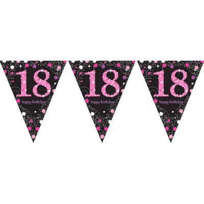 Vimpelgirlang 18 Svart/Rosa Glitter