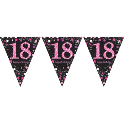 Vimpelgirlang 18 Svart/Rosa Glitter
