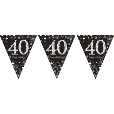Vimpelgirlang 40 Guld/Silver Glitter