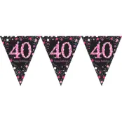 Vimpelgirlang 40 Svart/Rosa Glitter