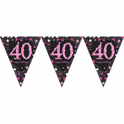 Vimpelgirlang 40 Svart/Rosa Glitter