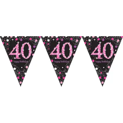 Vimpelgirlang 40 Svart/Rosa Glitter