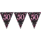 Vimpelgirlang 50 Svart/Rosa Glitter