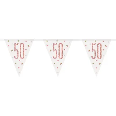 Vimpelgirlang 50 Vit/Roséguld