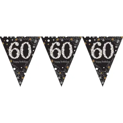 Vimpelgirlang 60 Guld/Silver Glitter