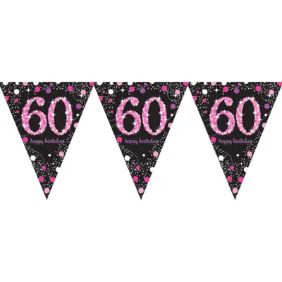 Vimpelgirlang 60 Svart/Rosa Glitter