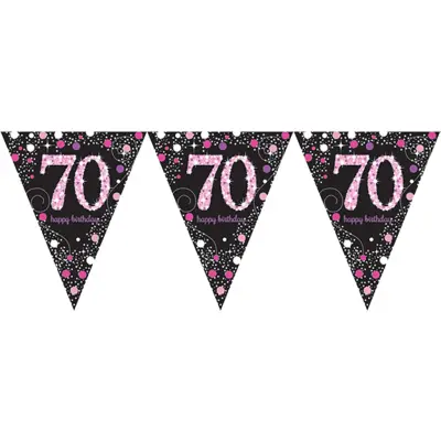 Vimpelgirlang 70 Svart/Rosa Glitter