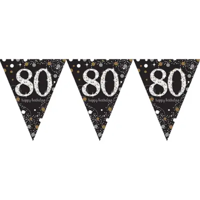 Vimpelgirlang 80 Guld/Silver Glitter