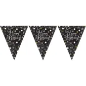 Vimpelgirlang Happy Birthday Guld/Silver Glitter