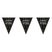 Vimpelgirlang Happy Birthday Svart/Silver