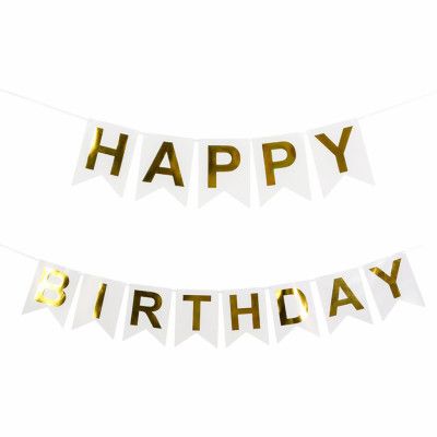 Vimpelgirlang Happy Birthday Vit