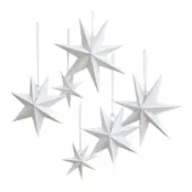 Vita Julstjärnor Hängande Dekoration - 6-pack