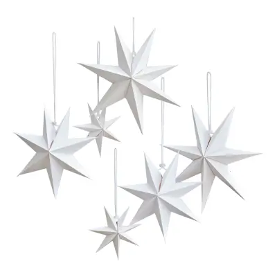 Vita Julstjärnor Hängande Dekoration - 6-pack