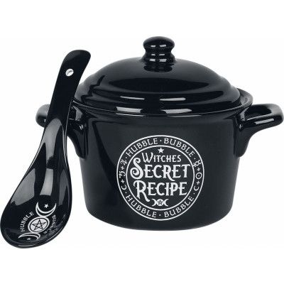 Alchemy England - Gothic Djup tallrik - Häxkittel med sked - för None - svart/vit