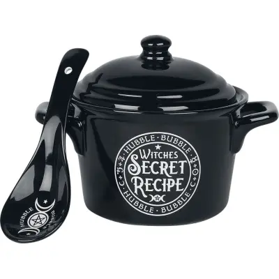 Alchemy England - Gothic Djup tallrik - Häxkittel med sked - för None - svart/vit