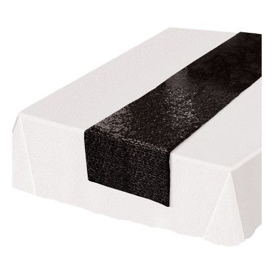 Bordslöpare med Paljetter Svart