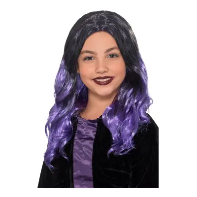 Häxa Svart/Lila Barnperuk - One size