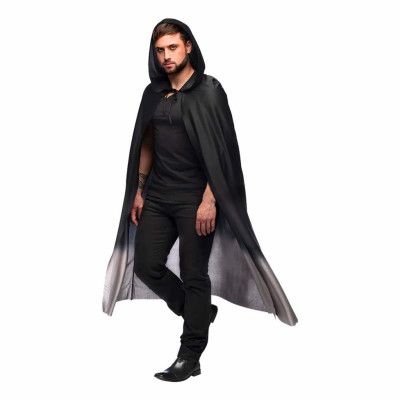 Cape med Huva Svart/Grå