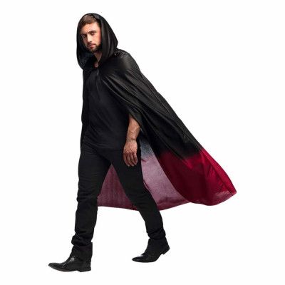Cape med Huva Svart/Röd