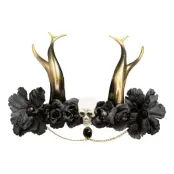 Diadem Horn med Dödskalle&Rosor - One size