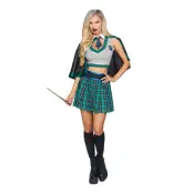Förtrollande Skolflicka Grön/Svart Deluxe Maskeraddräkt - Large