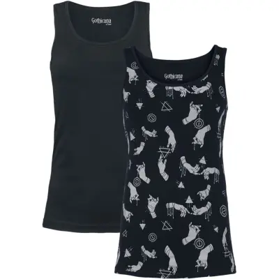 Gothicana by EMP - Gothic Topp - Dubbelpack linnen med häxiga motiv - S XXL - för Dam - svart